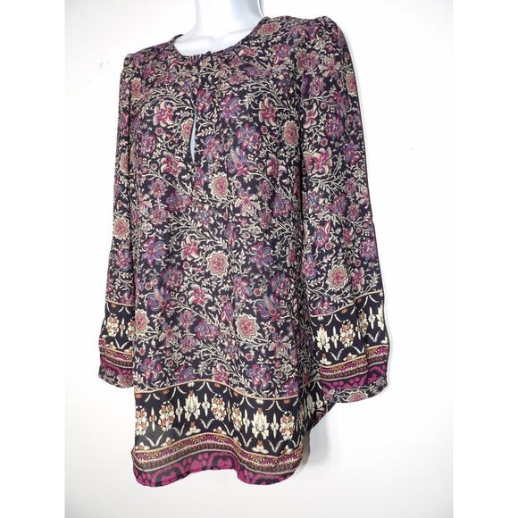 Collective Concepts Tunic Top Shirt Medium Floral Boho Career Casual Peasant - Picture 2 of 11